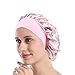 Womens Sleep Night Cap Wide Band Satin Bonnet for Hair Beauty,Hair Care Cap,Chemo Beanie,Curly Springy Hair, Pink, One Size