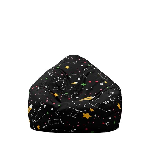 Odot Funda Puff Salon sin Relleno para Infantil, Impresión Cósmica Puff Exterior Jardin Puff Habitacion Infantiles, Puff Pequeño Bean Bag Grande Funda Puff Pera Niños (Cielo Estrellado,80x90cm)