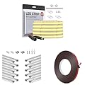 BTF-LIGHTING FCOB COB LED Strip 8W/m 16.4FT DC24V Warm White 3000K CRI 90+ 8mm Width for Indoor Decor,20Pack 1.64FT/0.5M U Shape Sliver LED Aluminum Channel,Double Sided Tape 65.6FT 0.31in/8mm Width