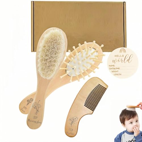 Custom Baby Hair Brush Set - Personalized Gentle Baby Brush for Newborns, Soft Bristle Baby Scalp Care Grooming Brush for Sensitive Skin, Ideal for Cradle Cap and Infant Hair Care