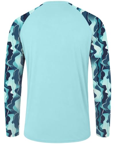 Image of FISHEAL Mens Long Sleeve Fishing Camo Shirts, UPF 50+ Sun Swim Rash Guard