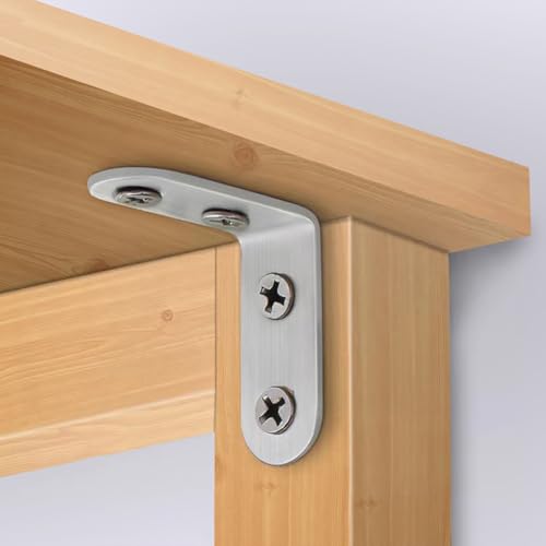 Miniatura 7 de Bgobty Soporte De Esquina,20 Piezas Acero Inoxidable Soportes En L,Conectores De Angulo,Soporte De Angulo,90 Grados,Para Conectar O Fijar Mesas,Sillas Y Librerías Plata, 40 40 Mm