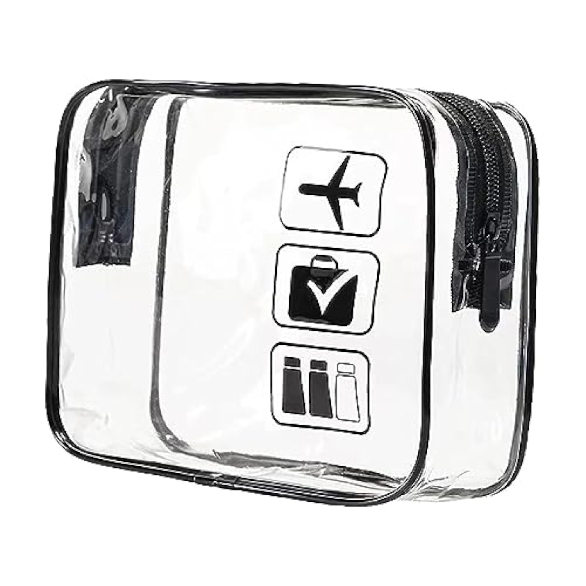 Clear Makeup Bag for Essentials Traveling Bathroom, Black