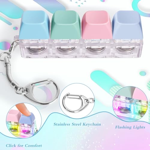 Image of Keyboard Fidget Toys Adults Fidget Keyboard Clicker with LED Light Keychain Sensory Toys for Anxiety Stress Relief (Macaron2, 4 in 1)