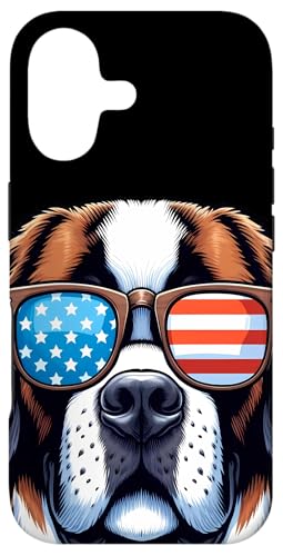 Saint Bernard Patriotic American Flag USA Sunglasses Dog Case for iPhone 17