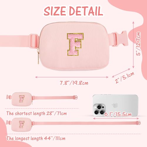 Image of Gitus Gifts for Teens: Women's Fanny Pack with Initial Letter Patch Belt Bag Crossbody Bag - Trendy Stuff for 10-16 Year Old Girls (Light Pink-F)