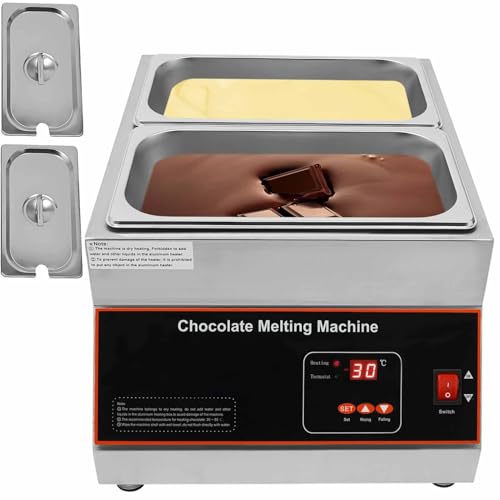 SHENGSHIYU Calentador Electrico de Chocolate Profecional Fundidor de Chocolate Comercial Crisol de Chocolate Máquina Profesional de Templado de Chocolate Control Digital 0~95℃ 2Pot