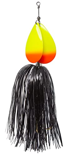 Tooth Shield Tackle The 309 Musky Bucktail Muskie Pike Double 9 Inline Spinner Musky Lures Baits Tackle (Black Flame)