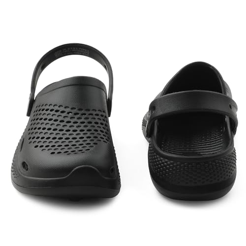 Image of Liberty A-HA GMF-02E Clogs for Men, Black & Grey | Casual Slip-On Slingback Clog for Walking & Outdoor Use | Solid Pattern, Trendy Stylish Fashionable Sandals with Lightweight