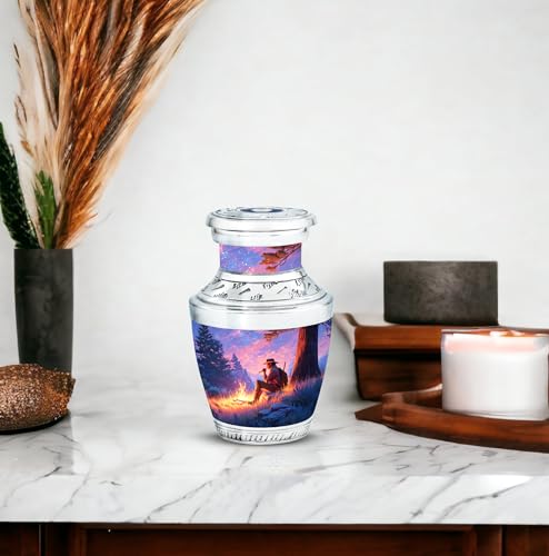 Image of Cowboys Urn Small Ashes Keepsake 3 Inch | Human Urns for Ash Miniature Keepsake Urns for Adult Memorial Urn Human Ash