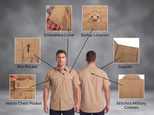 Image of First Class 100% Polyester Short Sleeve Men's Uniform Shirt White