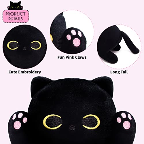MUFEIRUO Lange Katze Kuscheltier Katzen Plüsch, Stofftiere Katzen Schwarze Plüsch Kissen, Stofftier Katze Geschenk Plüschkissen Weihnachten Geburtstagsfeier Geschenk