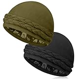 MLTUARG 2 Pcs Satin Lined Turban Silky Head Wraps for Men with Long Twist Straps, Halo Turban Mens Turban Head Scarf for Hair