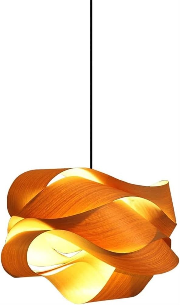 Hertl One Color Original Ecology Wood Veneer Pendant Light Wood Ceiling Pendant Light Oak Leather Ceiling Light Fixture Classical Bamboo Chandelier For Hallway Restaurant Decor Spiral Pendant Light Fixtures