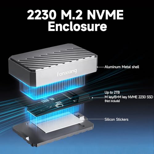 fanxiang SSD Enclosure, M.2 NVMe PCIe to USB C Adapter/Reader, USB 3.2 Gen 2 (10 Gbps), Solid State Drive External Enclosure for 2230 NVMe SSDs, Supports M and B&M Keys, MP88 by fanxiang - Image 4