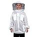 Holulo Beekeeping Jacket with Round Veil Hood,Extra Ventilated Smock for Beginner and Commercial Professionals Beekeepers,Three-Layer Network Beekeeper Jackets for Mens and Womens,White