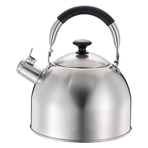 Edelstahl Heißwasserkocher Pfeiftee Wasserkocher Kochfeld Teekanne Herd Pfeife Teekessel Teekanne mit Cool Touch Ergonomischer Griff 4L