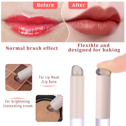 2 Stück Lippenpinsel aus Silikon Klarer Silikon Lippenapplikator Lippenmasken Applikator mit Staubschutzhüllen Abgewinkelte Silikonpinsel für Lippenstift Lipgloss Lippenbalsam Concealer und Maniküre