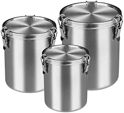 Compact Stainless Steel 100% Airtight Canisters Sets for Small Kitchens | Metal Food Storage Containers with Lids Sealed - Keep Flour, Sugar, Coffee, Tea Fresh for Months (18+35+56 fl oz) - Thumbnail 5