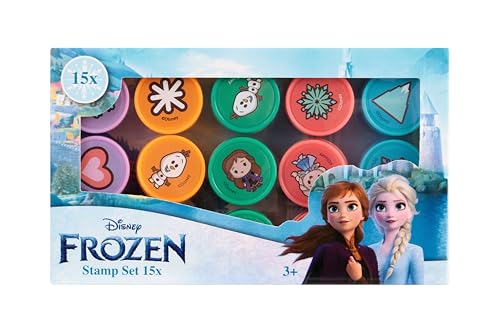 Disney Conjunto de selos Frozen 15 unidades, brinquedos ELSA e Anna para meninos a partir dos 3 anos, conjunto de selos Frozen para meninas Frozen Creative Set para aniversários infantis e escola
