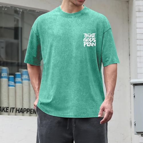 Image of BINTEHGS God Christian T Shirts for Men Jesus Faith Shirt Acid Wash Oversized Tees Bible Verse Graphic Vintage Tshirt