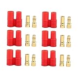 EXCEART 10セットメス プラグ バナナコネクタ 金メッキ 銅製 耐久性 コネクタ バッテリー モーター 用 保護ケース付き