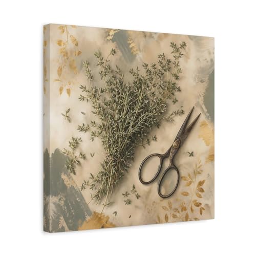 Toile cuisine nature thym vert et or pour créer une ambiance bistrot chic