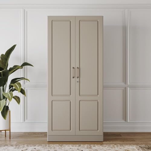 Image of Wakefit Wardrobe for Bedroom | 3 Yr Warranty | Cupboard for Bedroom, Almirah, Wooden Wardrobe, Comes with LED light, Multi-Shelves, Drawer & Hanger, Density:680-750 kg /m, Free Installation(Tyrian-CB)