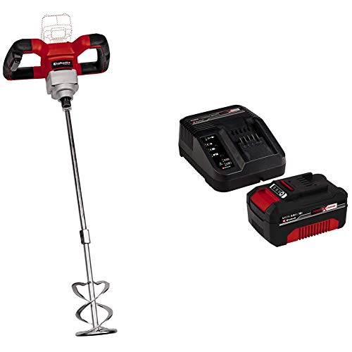 Einhell Mélangeur pour Peinture et Mortier sans Fil TE-MX 18 Li-Solo (Variateur Electrique) Version Kit Livré avec Batterie 4,0 AH et Chargeur