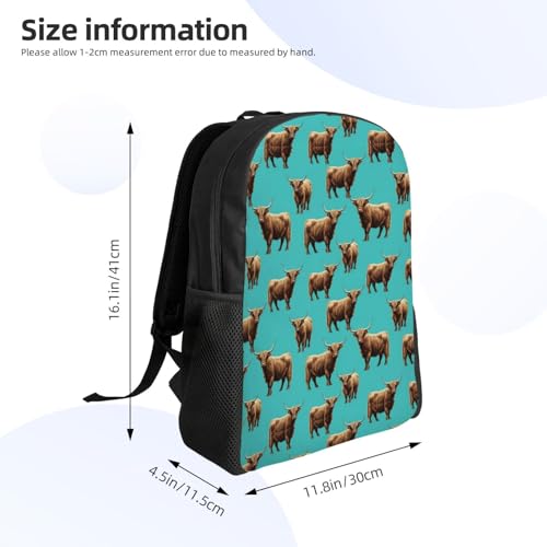Large Capacity Anti-Theft Shoulder Bag Backpack for Men and Women, Ideal for Outdoors, Bicycle (Highland Cattle Cow Print Art)4