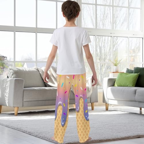Boys' Pants Gold Ice Cream Joggers Elastic Long Bottoms Trousers Sweatpants with Pockets Size 6-143