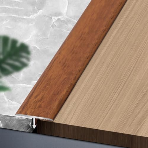 Self-Adhesive Wood Grain T-Molding Transition Strip - Flat Divider for Floor Gaps - Light Walnut Finish, 3.3cm/1.3in Width, Ideal for Seamless Flooring Solutions