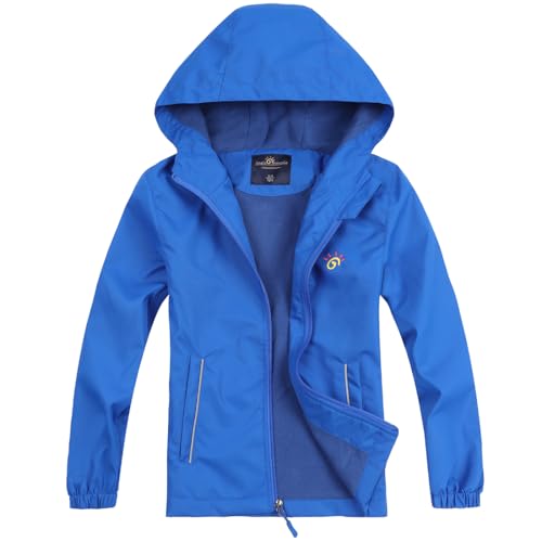Image of Jingle Bongala Kids Waterproof Rain Jackets Lightweight Raincoats Fleece & Knitted Lining Hooded Windbreaker for Boys Girls