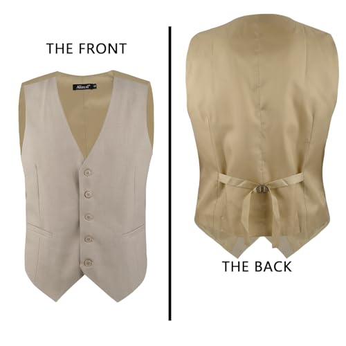 Image of Alizeal Mens Classic Solid Suit Vest Regular Fit Tuxedo Waistcoat