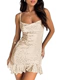 Nsbonu Womens Sequin Bodycon Mini Sexy Party Dress Gold