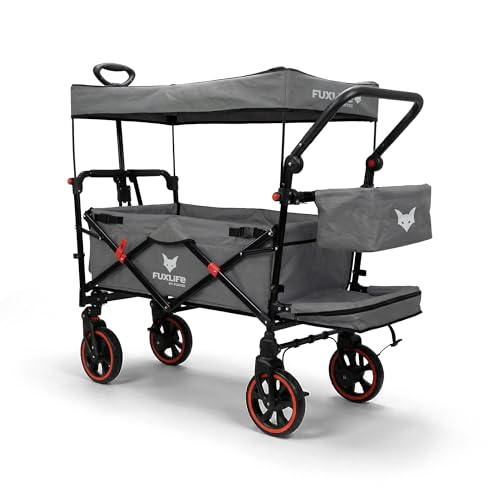 FUXLIFE Bollerwagen FX-CT850 Grau - Komfort faltbar • Kinder...