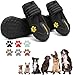 EXPAWLORER Waterproof Dog Boots Reflective Non Slip Pet Booties for Medium Large Dogs Black 4 Pcs
