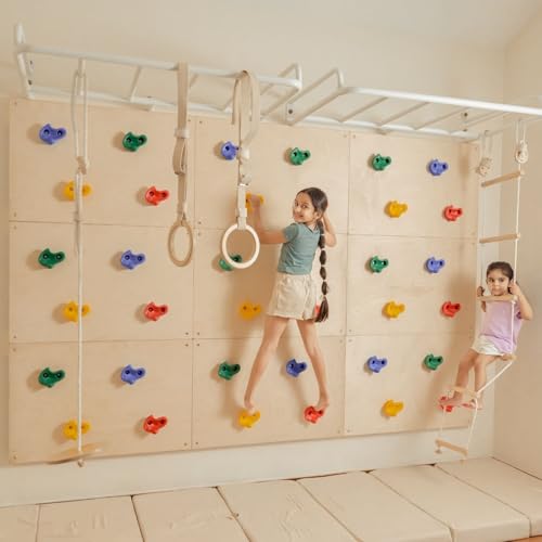 Image of Curious Cub Jungle Gym for Kids Indoor | Kids Gym Play Set | Contains Monkey Bar, Gymnastics Ring, Disk Swing, Rope Ladder for Kid to Play Indoor Fun Activity for Ages 4+ (UL1- 7 FEET)
