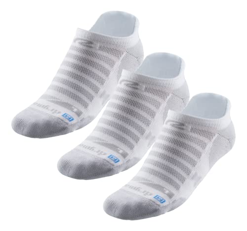 R-Gear Drymax No Show Running Socks For Men and Women, Light Cushion | Breathable, Moisture Control & Anti Blister | XXL, White, 3 Pack