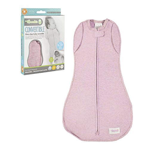 Image of Woombie Convertible Baby Swaddling Blanket I Swaddle Converts to Arms-Free Wearable Blanket for Babies Up to 6 Months, Pink Posey 14-19 lbs