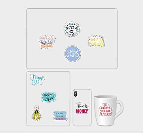 Inspirational Stickers for Laptop 50pcs, Reward Motivational Stickers for Teens, Students, Teachers and Employees, Waterproof Vinyl Positive Stickers for Skateboard Computer Phone Cup