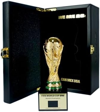 Officially Licensed FIFA World Cup 2026 3D Trophy Replica with DIY Champion Flag β Luxury Wood & Leather Display Box Featuring 16 Host Cities Map β Limited Edition (10,000 Globally) - 5