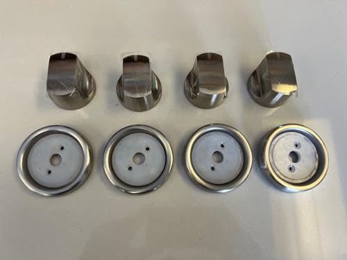 Mont Alpi Outdoor Kitchen Stainless Steel Replacement BBQ Grill Control Knobs and Color Changing Blue and Red LED Light Bezel 4-Pack - 4X 8A07021013-4X 8A37000595 - Fits All Mont Alpi Grills