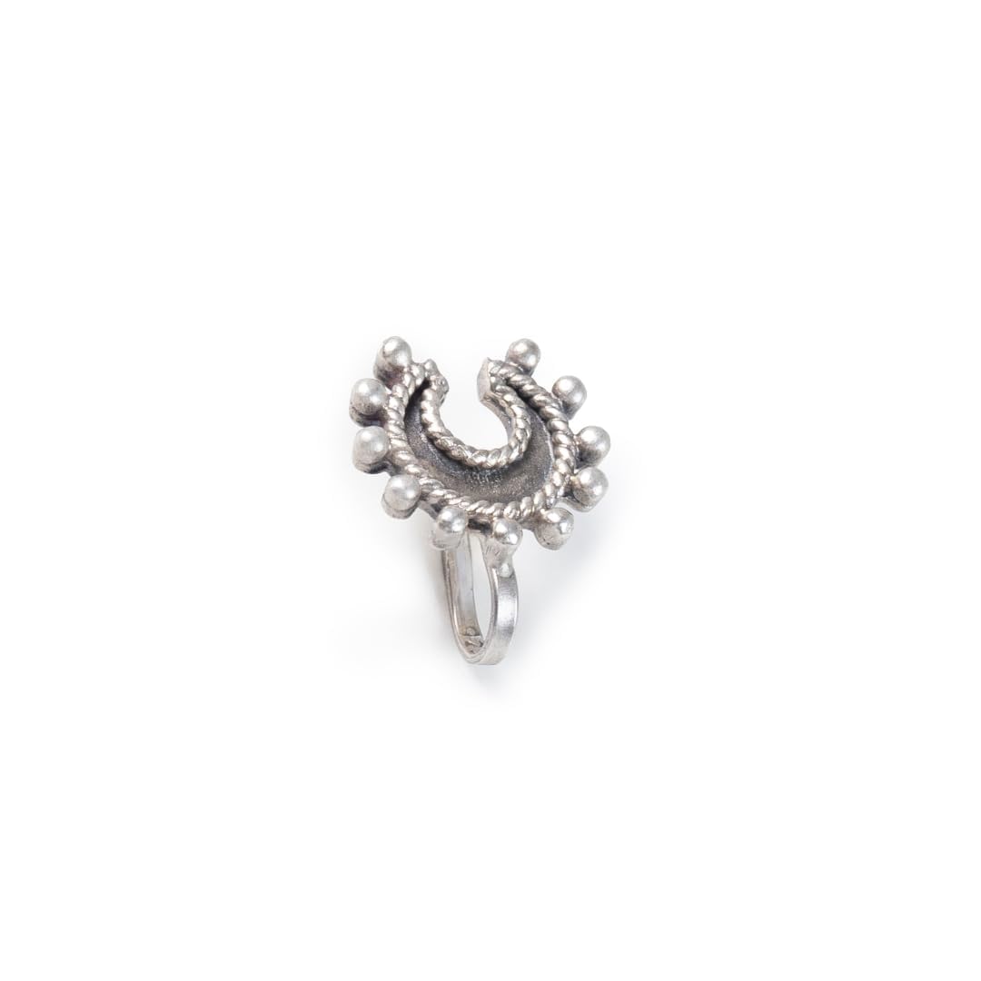 quirksmith 92.5 Silver Oxidised Horse Shoe Nosepin/Gifts for Women and Girls/Wire and Clipon Variant/For pierced nose/With Certificate of Authenticity/Birthday Gift-picture-29