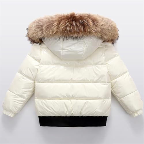 Kids Fuzzy Hooded down Jackets Snap Buttons Zipper Puffer Coats Boys Girls Winter Windproof Warm Outwear with Pockets2