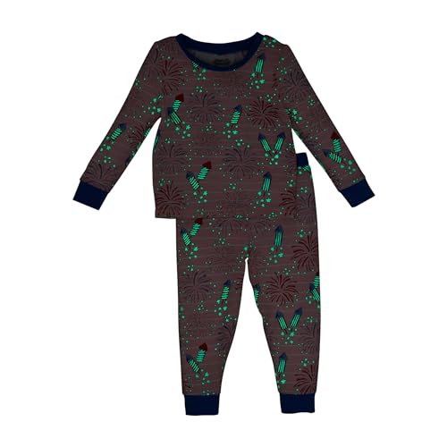 Mud Pie Girls Pink Firework Glow Pjs2