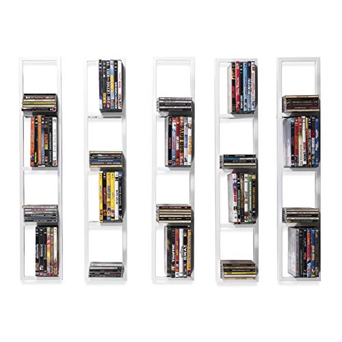 Image of You Have Space White Floating Shelves for Wall, 34 Inch Video Games CD DVD Storage Shelves, Metal Media Storage Shelf Set of 5