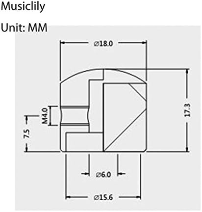 Musiclily Metryczna Metalowa Gałka Potencjometru Dome Knobs na śrubkę do Gitary Elektrycznej Telecaster lub Precision Bass, Czarny (4 szt.)
