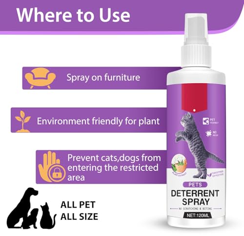 Katzenabwehrspray,Natürliches Katzen- & Hundeabwehrspray,120 ml Effektiver Kratzschutz für Möbel, Garten & Grundstück, Katzenschreck für Innen und Außen,Tierfreundliche Formel