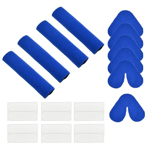Wisebom 4Pcs Confezione da Fodere per Cinghie CPAP + 6Pcs Cuscinetti di Protezione Nasali per Maschera CPAP, Cuscinetti Comfort per Cinghia CPAP Universali Riducono la Pressione (Blu)